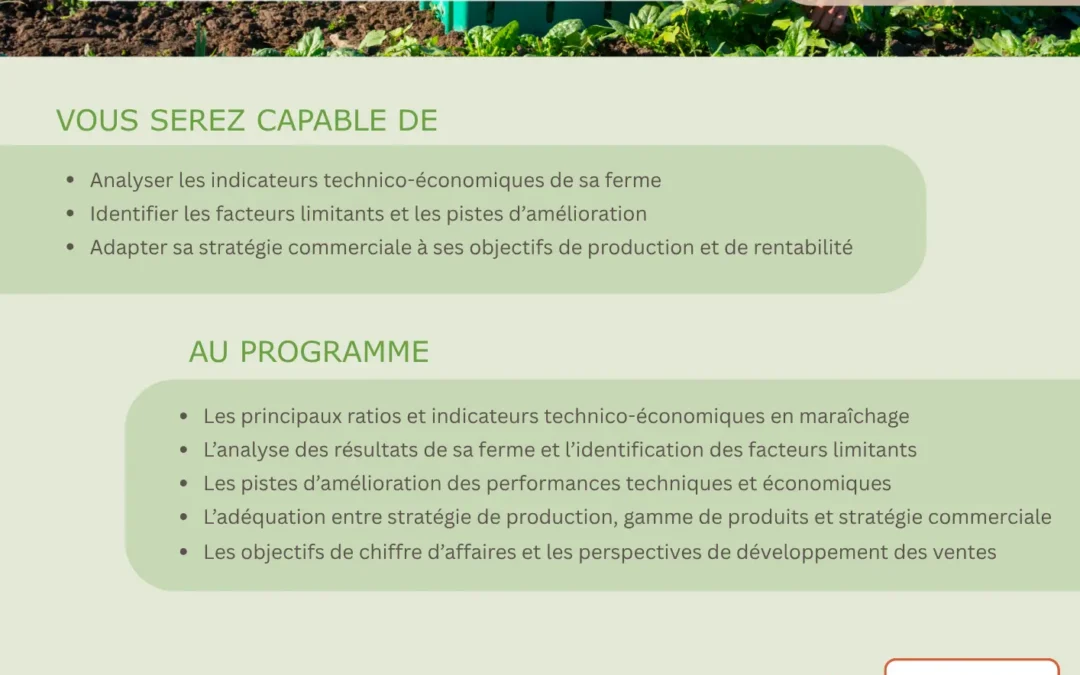 Mécanismes de fonctionnement technico-économique des fermes maraîchères 2 déc 2026